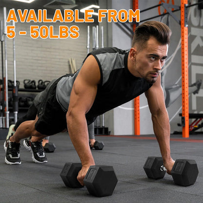Fitvids 550 LB Rubber Coated Hex Dumbbell Set with 3-Tier Storage Rack, Anti-Slip Ergonomic Hand Weights for Home & Commercial Gym