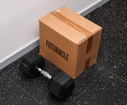 FUTURACLE 35 LB Rubber Hex Dumbbell with Non-Slip Grip for Home Gym Strength Training-Single