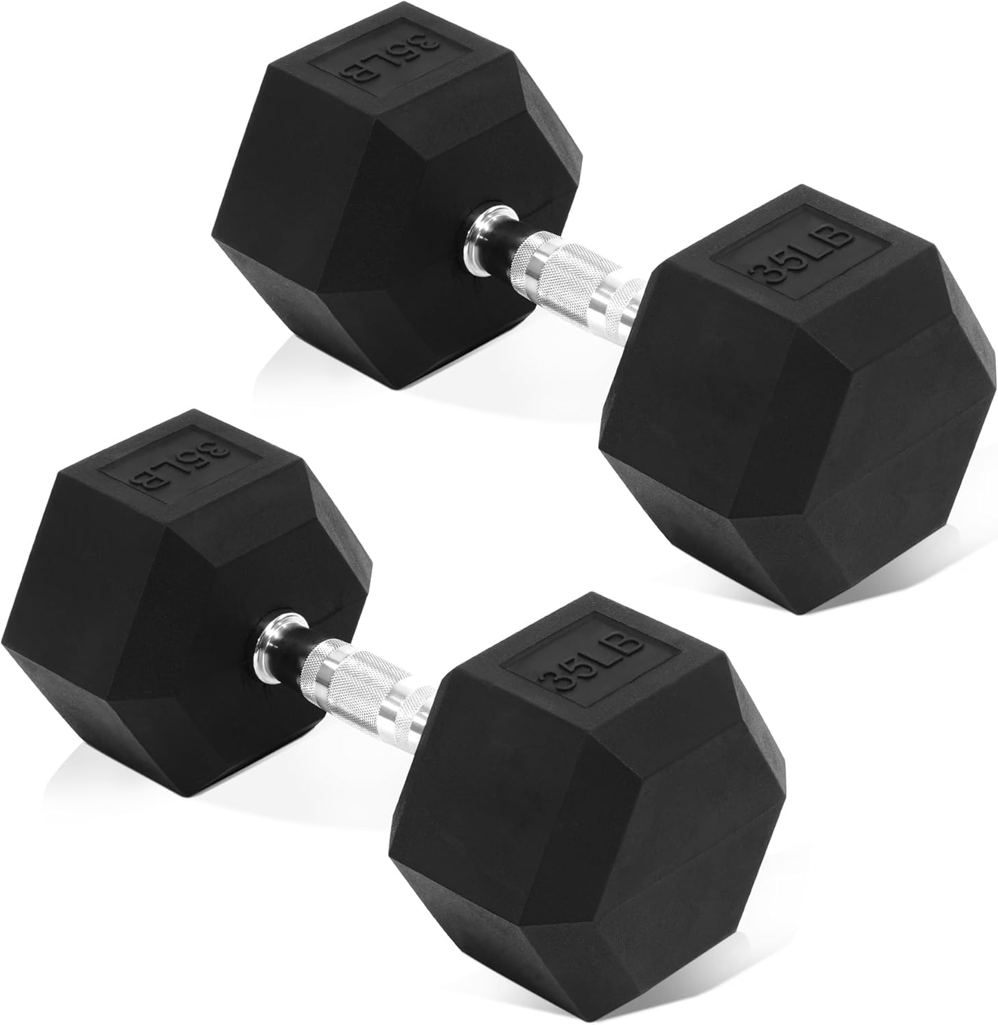FTURACLE 35 LB Rubber Hex Dumbbell with Non-Slip Grip for Home Gym Strength Training-Single