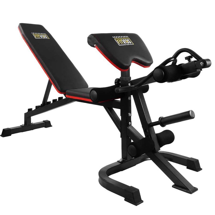 Fitvids 6-Position Adjustable Weight Bench with Leg Extension, Leg Curl Preacher Pad, Multi-Functional Workout Utility Bench for Home Gym Strength Training