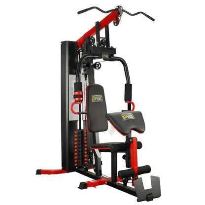 Fitvids All-in-One Multifunctional Home Gym Station with Weight Stack Pulley System Seated Row for Full Body Strength Training